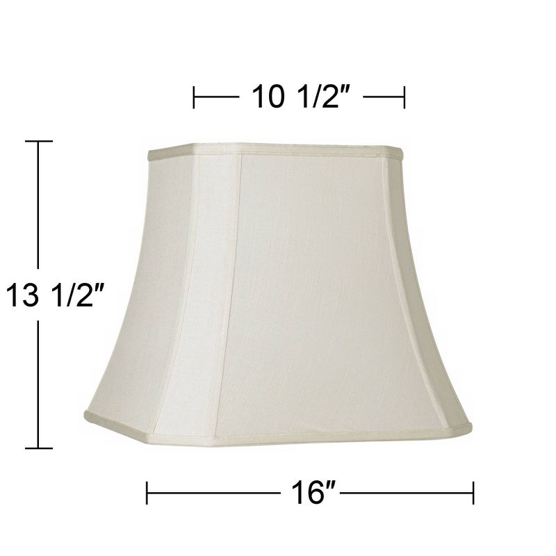 Imperial Shade Creme Medium Square Cut Corner Lamp Shade 10.5" Top x 16" Bot. x 14" Slant x 13.5" High (Spider) Replacement with Harp and Finial