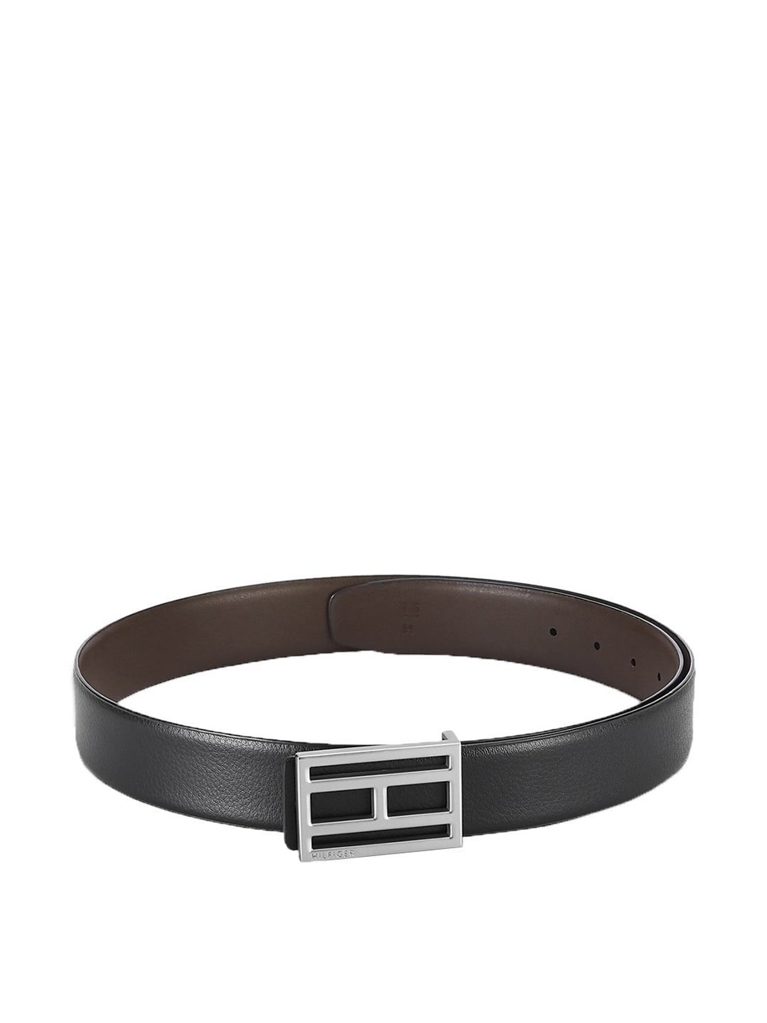 BELWABA Black Textured Formal Leather Belt for Men
