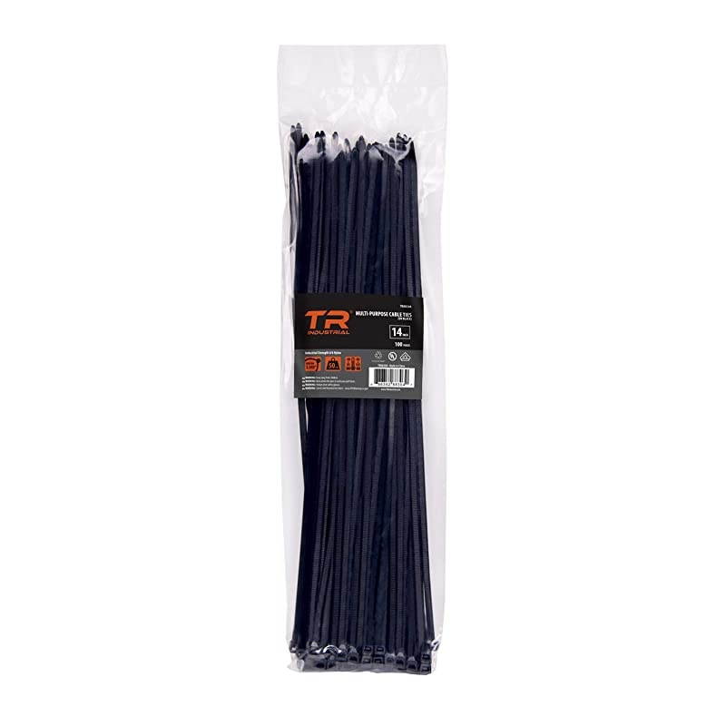 Multi-Purpose UV Resistant Black Cable Ties, 14 inches, 100 Pack