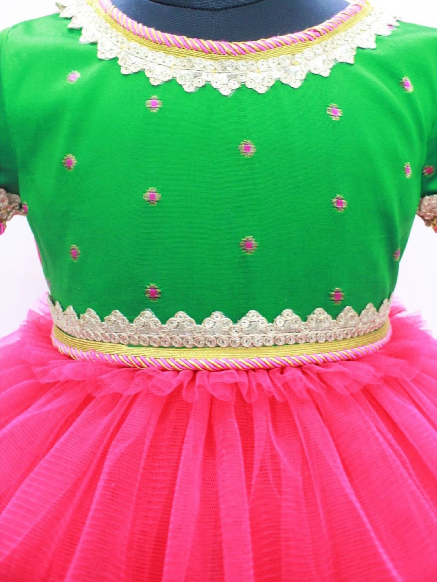 Many Frocks Kids Pink Embellished Gown