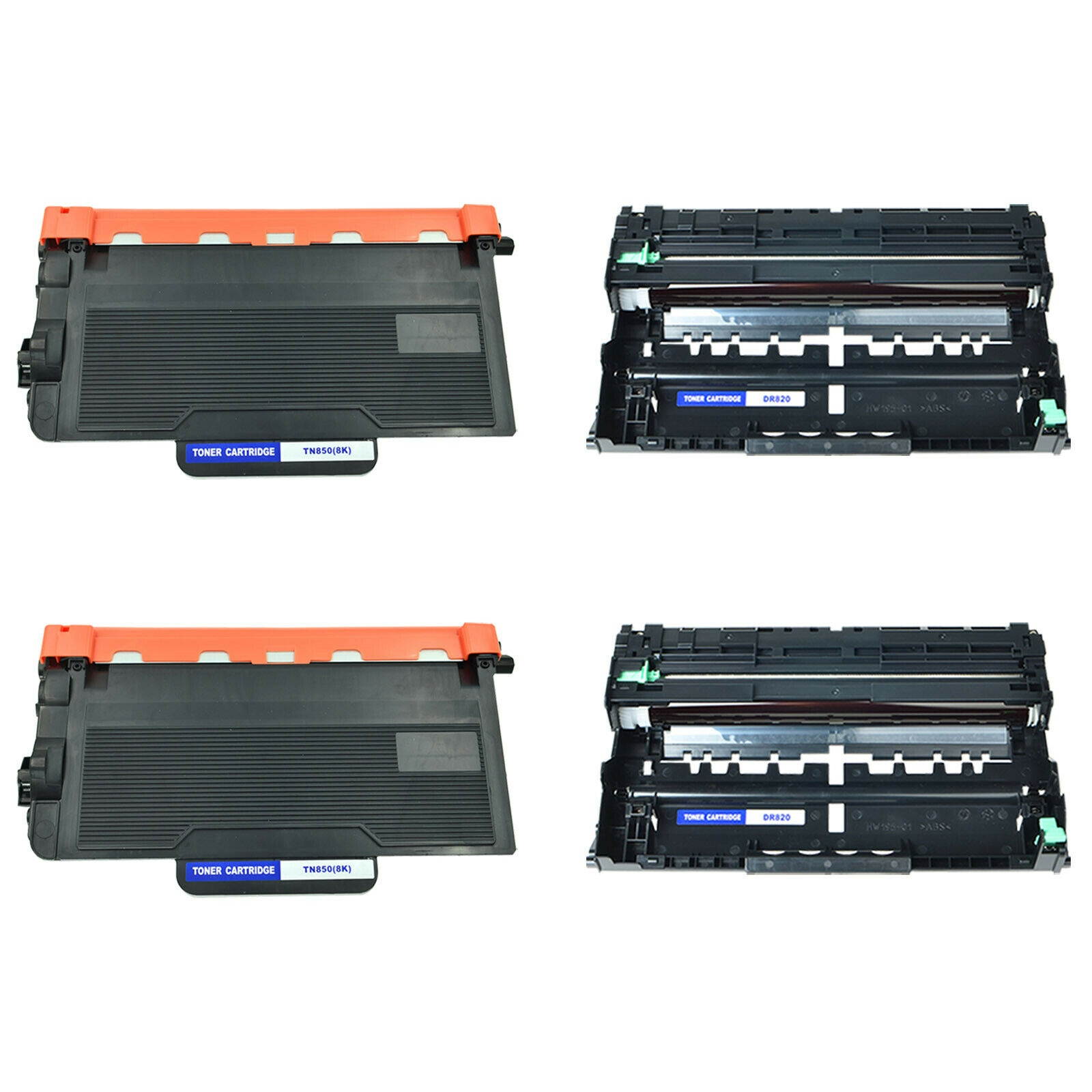 2x DR820 Drum & 2x TN850 Black Toner Set for Brother TN820 HL-L5000D MFC-L5900DW