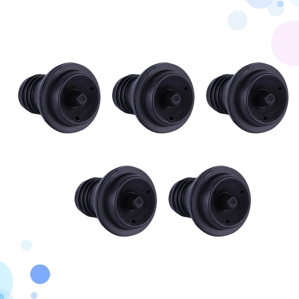 5pcs Creative Silicone Wine Bottle Stoppers Champagne Stopper Beverage Closure Wine Bottle Plug for Bar Club Party (Black)