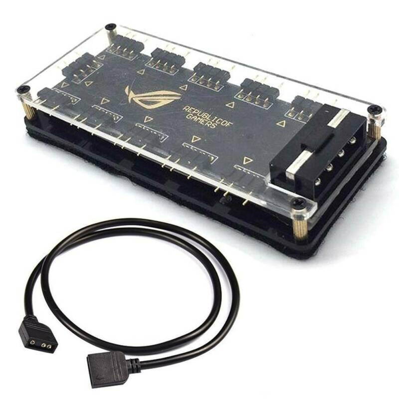 10Way 5V 3 pin RGB Splitter Hub, RGB Splitter for LED Strip Light PC RGB Fan Cooler with 1.6FT Extension Cable