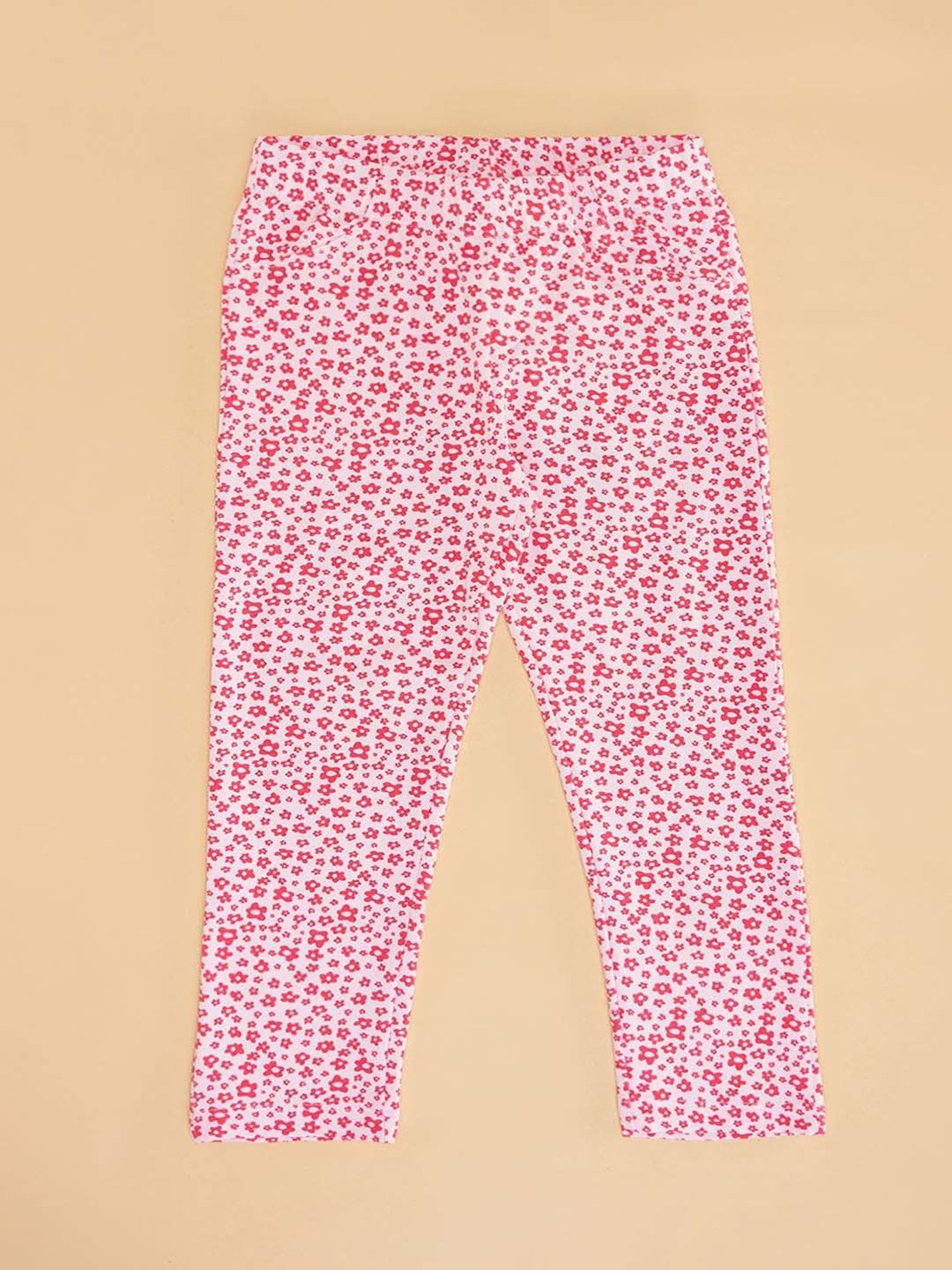 Pantaloons Junior Pink Cotton Floral Print Leggings