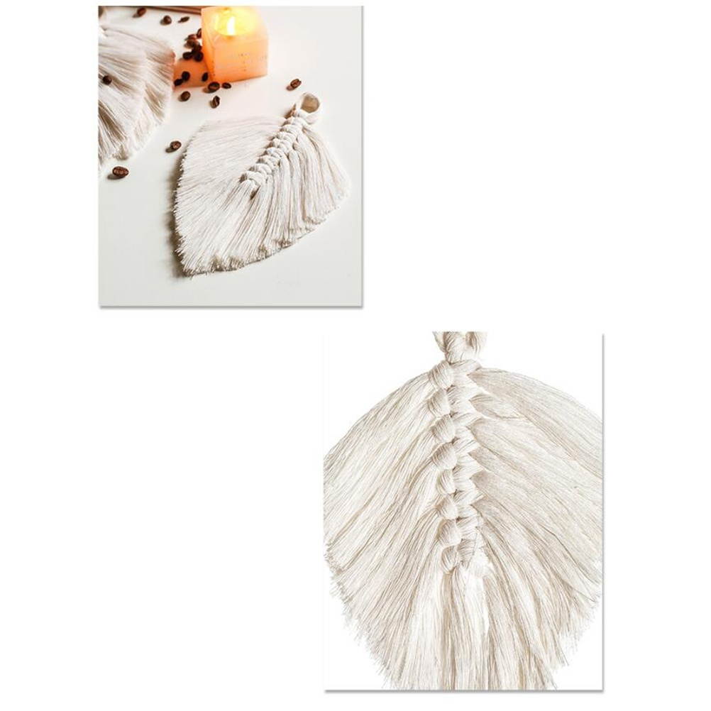 Hand Woven Coaster Delicate Table Placemat Dual-use Cup Mat and Hanging Decoration for Home Living Room (White)