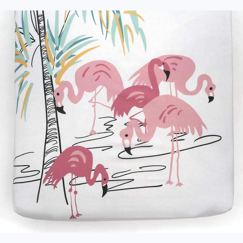 JumpOff Jo Fitted Crib Sheet - Cotton Crib Sheet for Standard Sized Crib Mattresses - Hypoallergenic and Breathable - 28 x 52 Inches - Flamingo Family