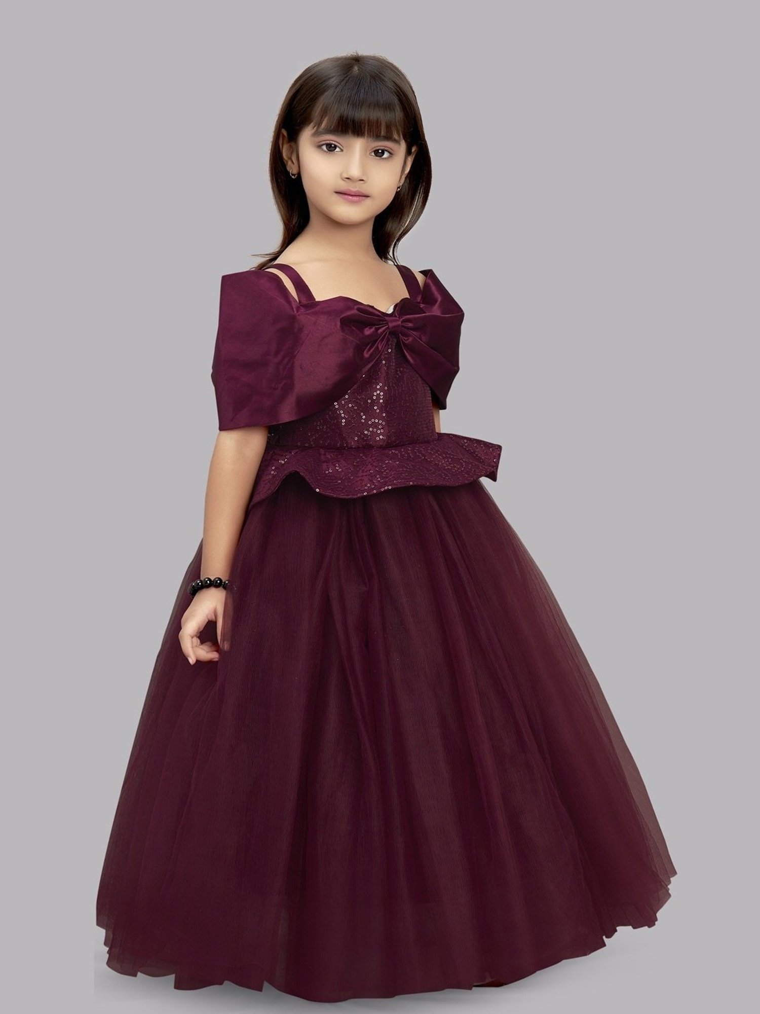 Pink Chick Kids Burgundy Sequence Gown