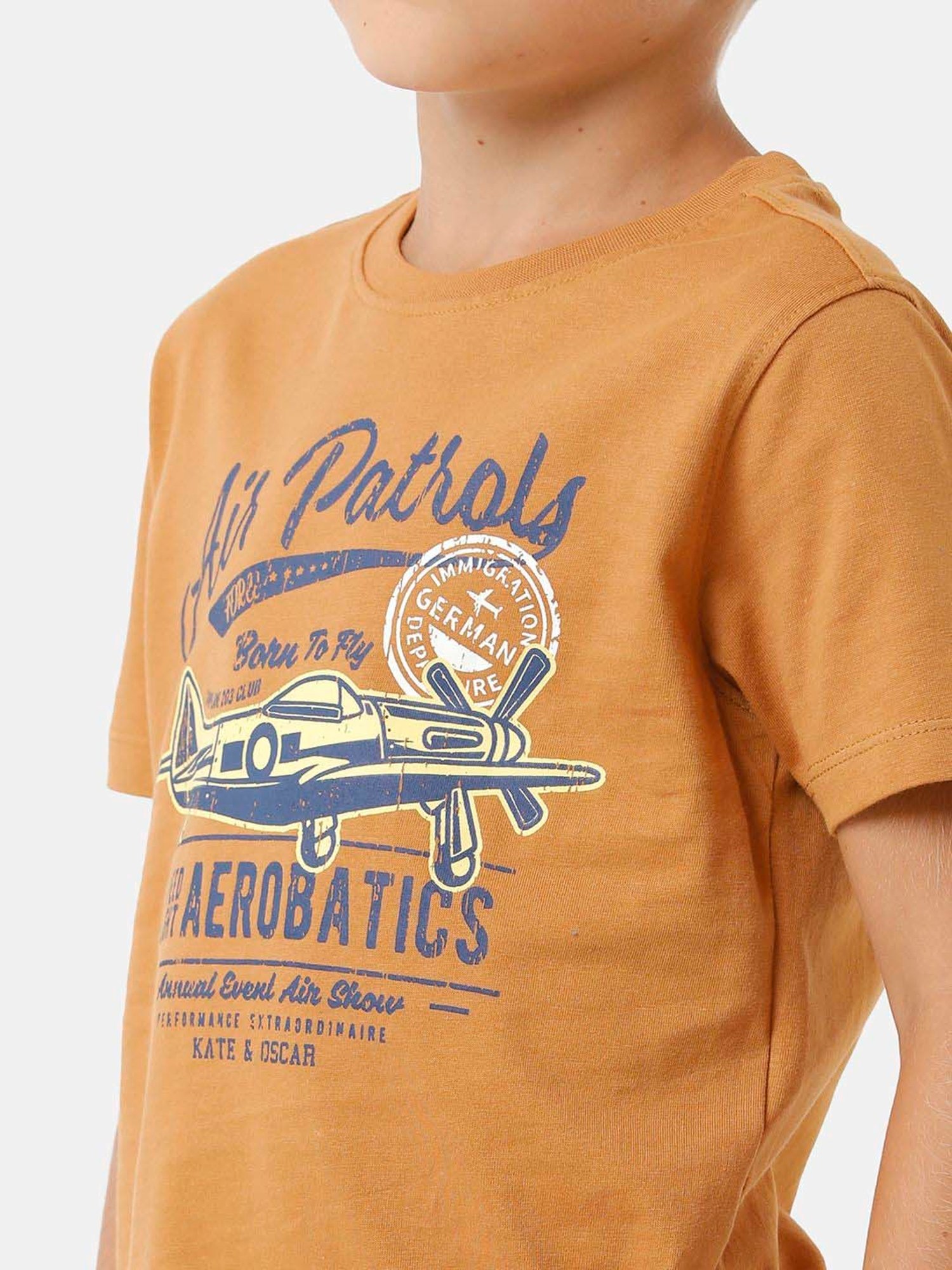 Kate & Oscar Kids Brown Cotton Printed T-Shirt