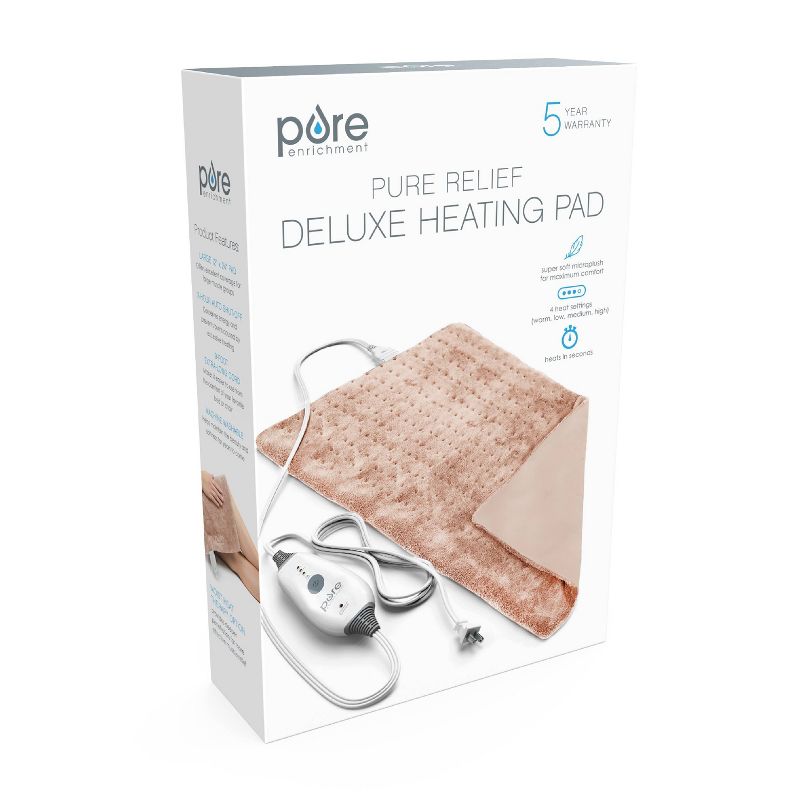 Pure Enrichment PureRelief Deluxe Heating Pad - 12" x 24" - Mauve