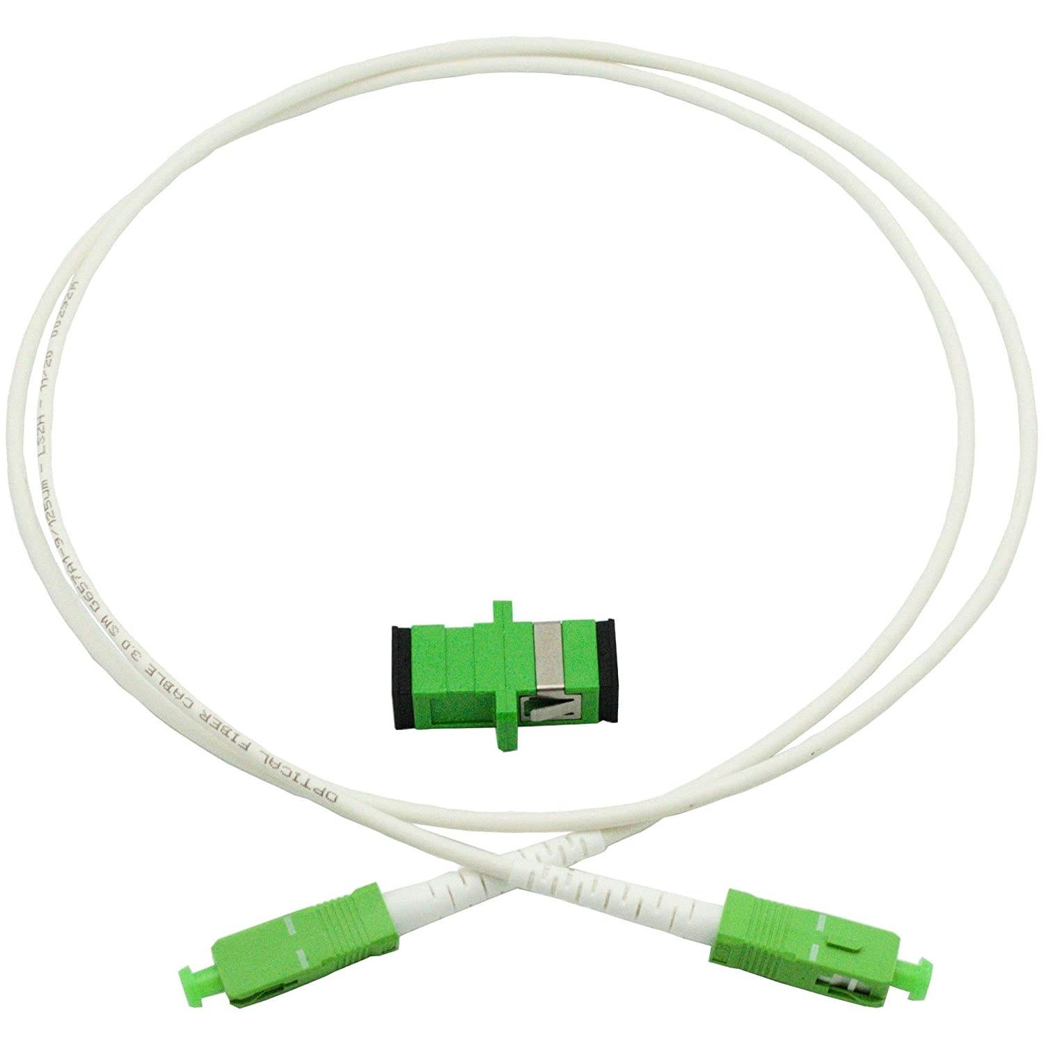 FiberShack - White SC/APC to SC/APC Fiber Optic Patch Cable. for in Home Fiber Networks. (1M White SC/APC to SC/APC)
