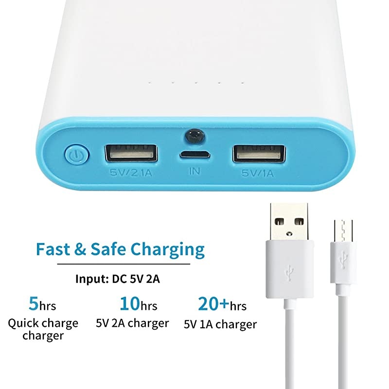 Phone Battery Pack,Dual USB Output Portable Cell Phone Charger, External Cell Phone Battery Pack, Power Bank with LED Light for Smart Phone, iPhone, iPad & Samsung Galaxy & More (Blue)