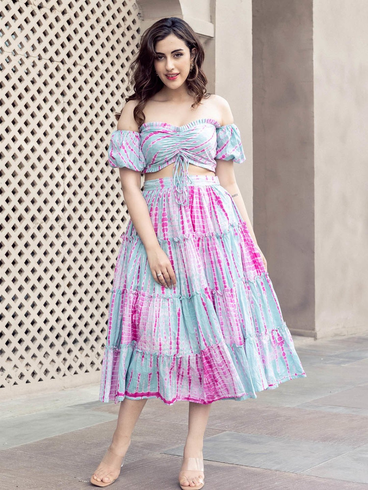 AACHHO Blue Fagheera Shibori Cotton Co-ord Set