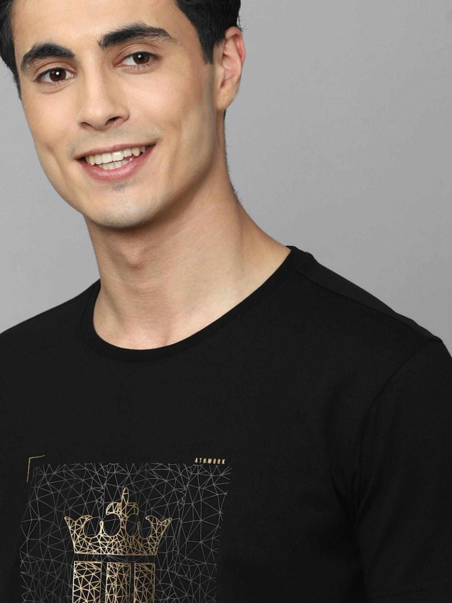 Louis Philippe Sport Black Cotton Slim Fit Printed T-Shirt