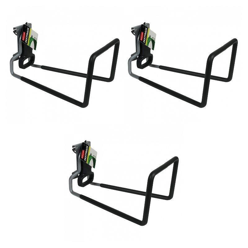 Rubbermaid FastTrack All in 1 Rail Garage Storage System 50 Pound Capacity Water Garden Hose Hook, Black (3 Pack)