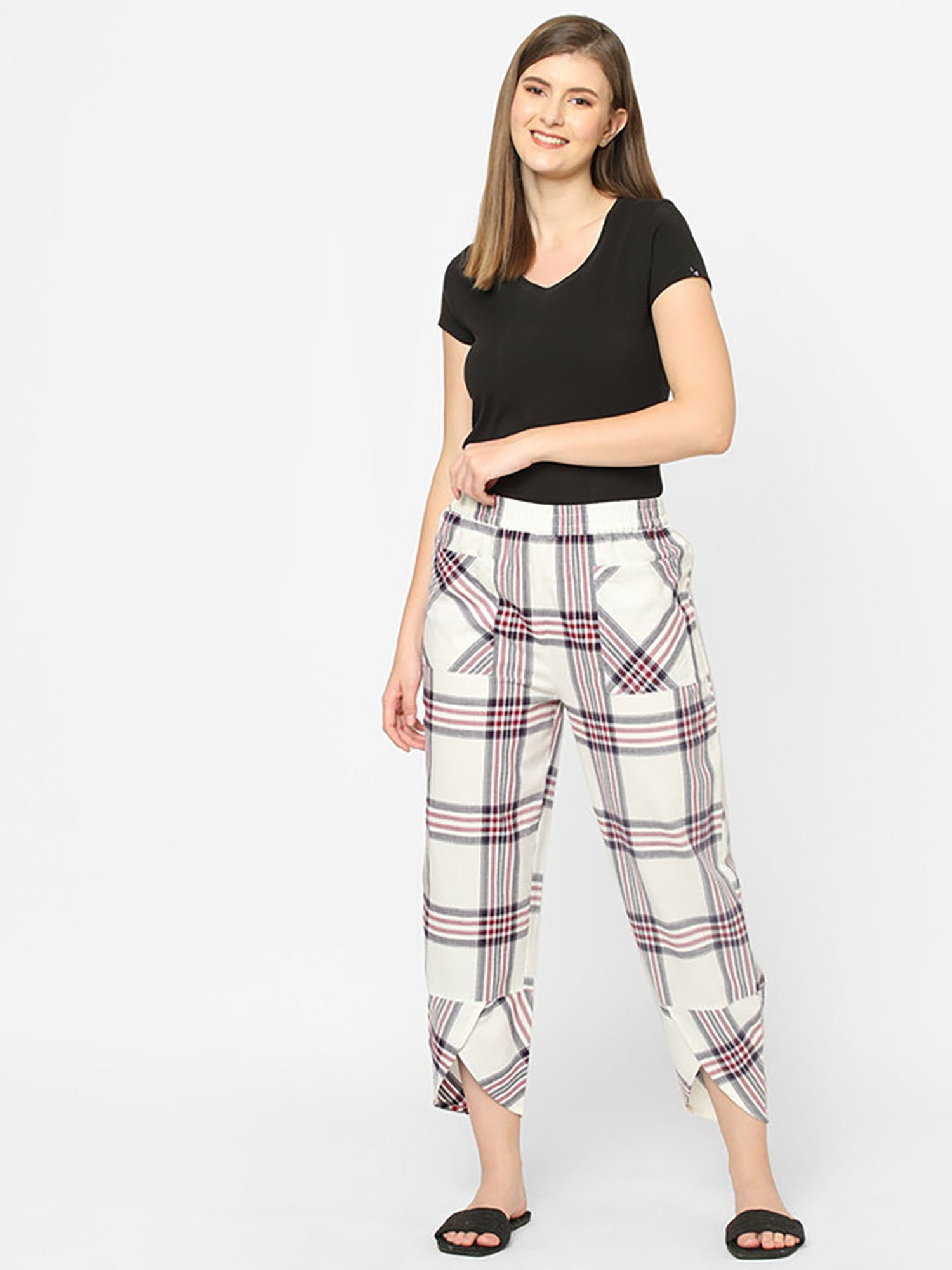 Mystere Paris Multicolor Cotton Checks Lounge Pants