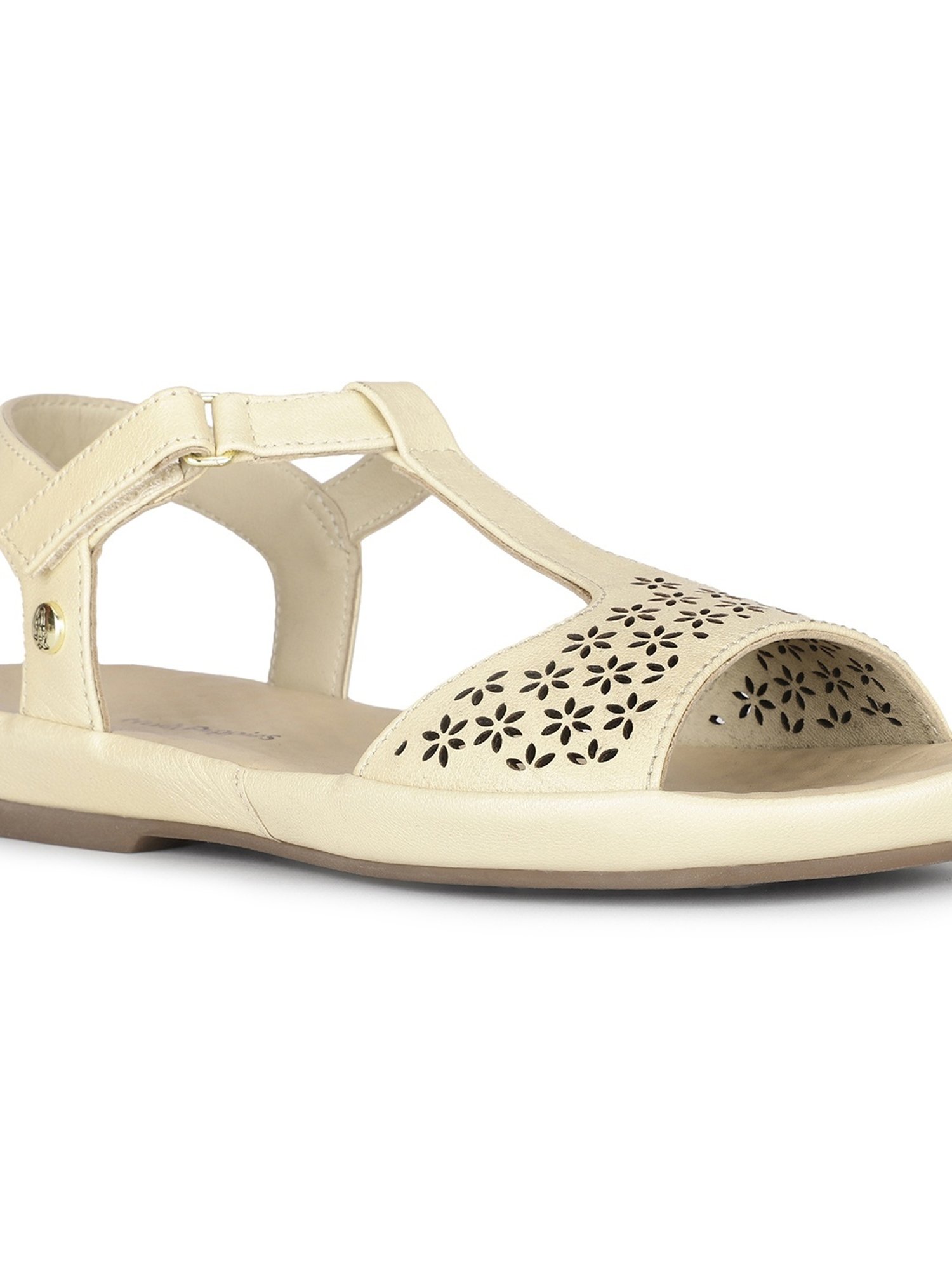 Hush Puppies by Bata Women's New Canna Beige Ankle Strap Sandals