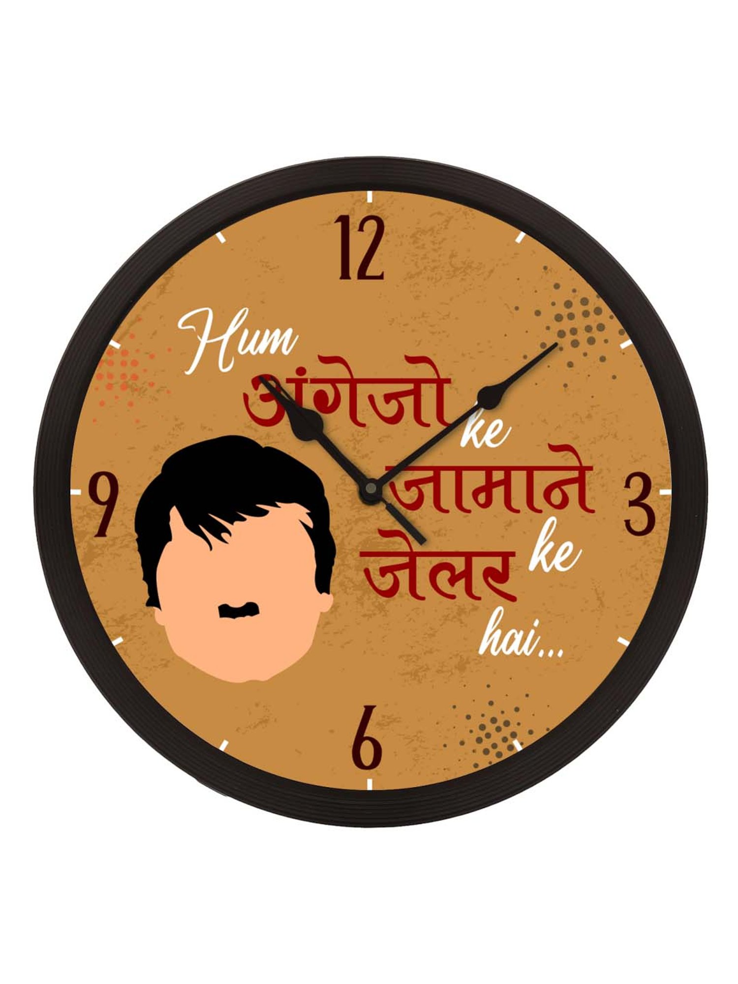 eCraftIndia 'Hum Angrezo K Jamane K Jelar Hai' Designer Round Analog Black Wall Clock