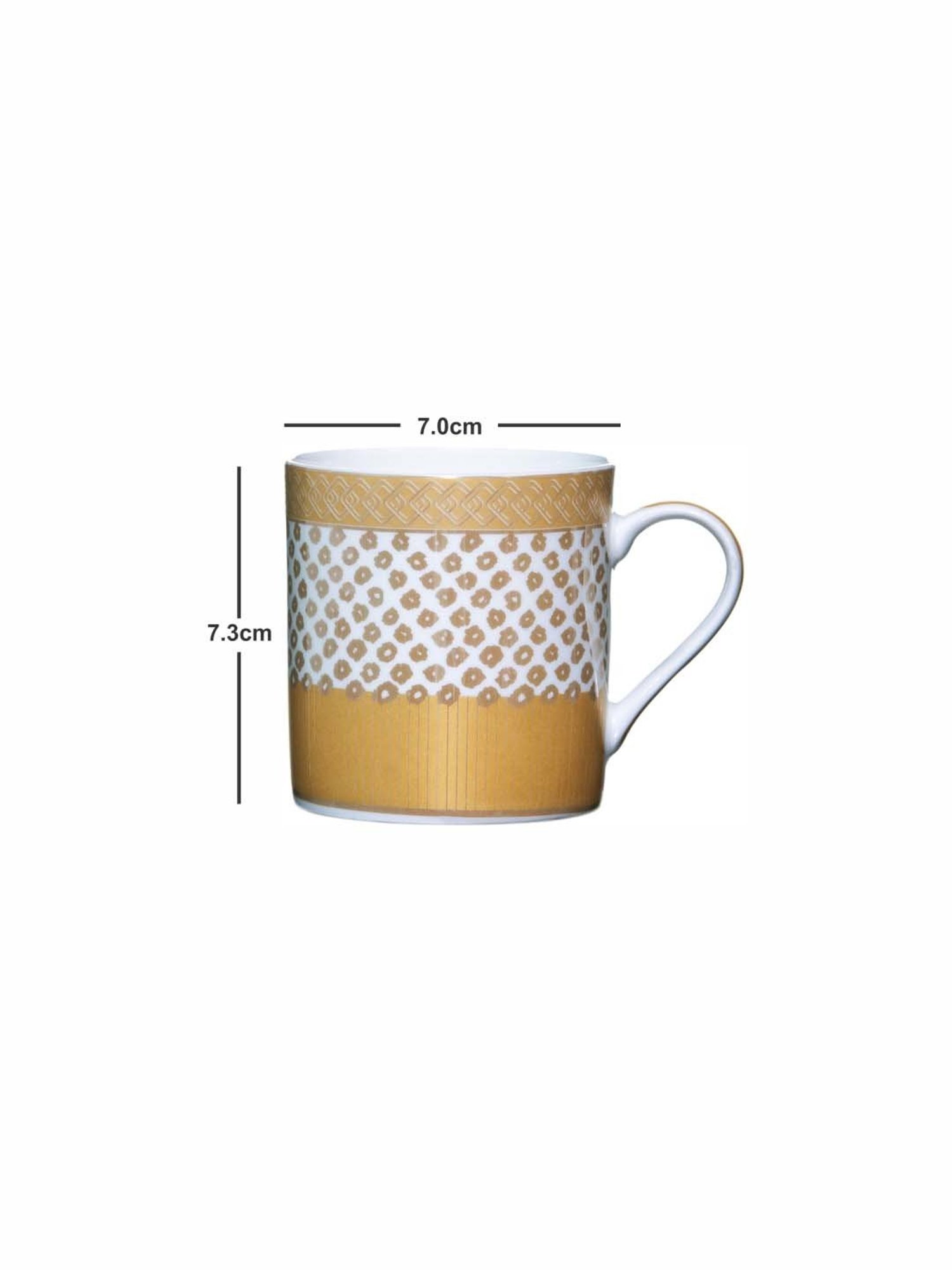 SONAKI White & Beige Bone China Tea Coffee Mugs - Set of 6