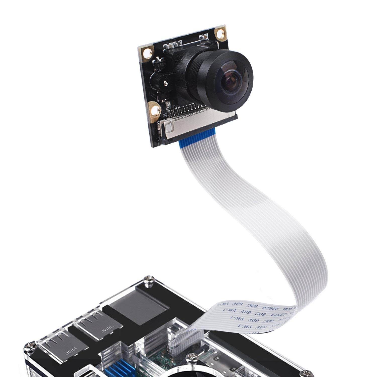 Werleo Raspberry Pi Camera Module Wide-Angel Fish-Eye Camera Lenses 5 Megapixels 1080P OV5647 Sensor with Pi Zero Ribbon Cable & FPC Cable for Raspberry Pi 3B+ 3B 2B Zero