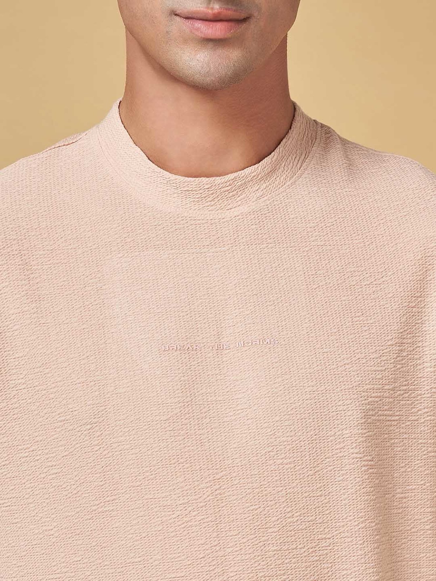 Street 808 by Pantaloons Peach Comfort Fit Crew T-Shirt