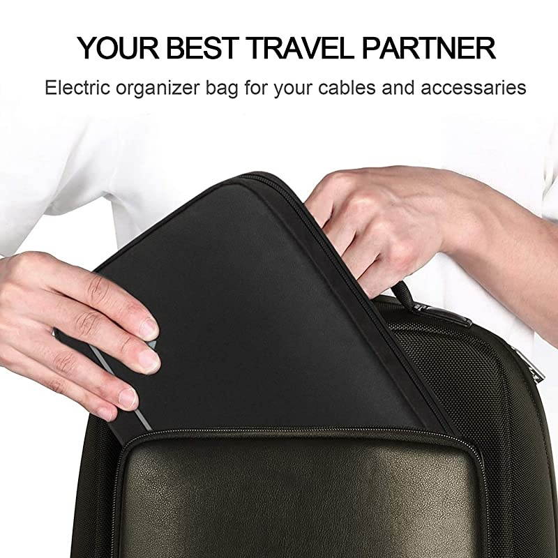 Travel Electronics Organizer Durable Waterproof Universal Electronic Accessories Bag Case for Cord Phone Charger USB Flash Drive SD Card Earphone Black