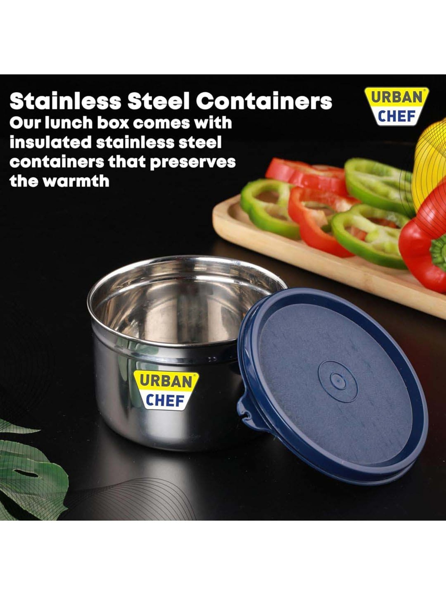 Urban Chef Blue Stainless Steel Essential Lunch Box Containers - Set of 2