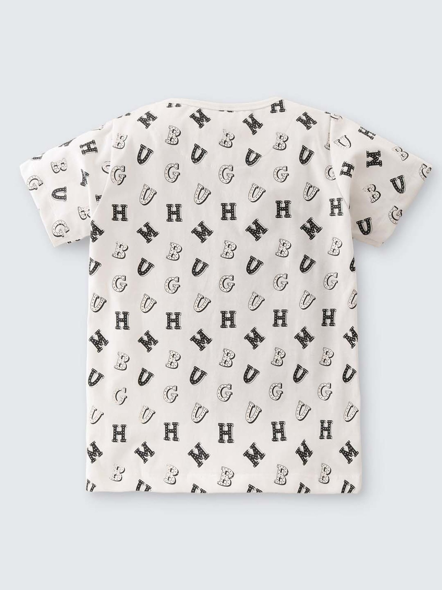 Nite Flite Boys White & Black Cotton Printed Top Set