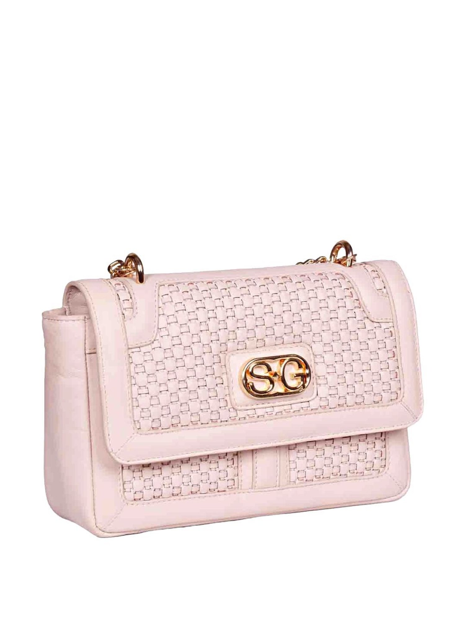 Saint G Pink Textured Medium Sling Handbag