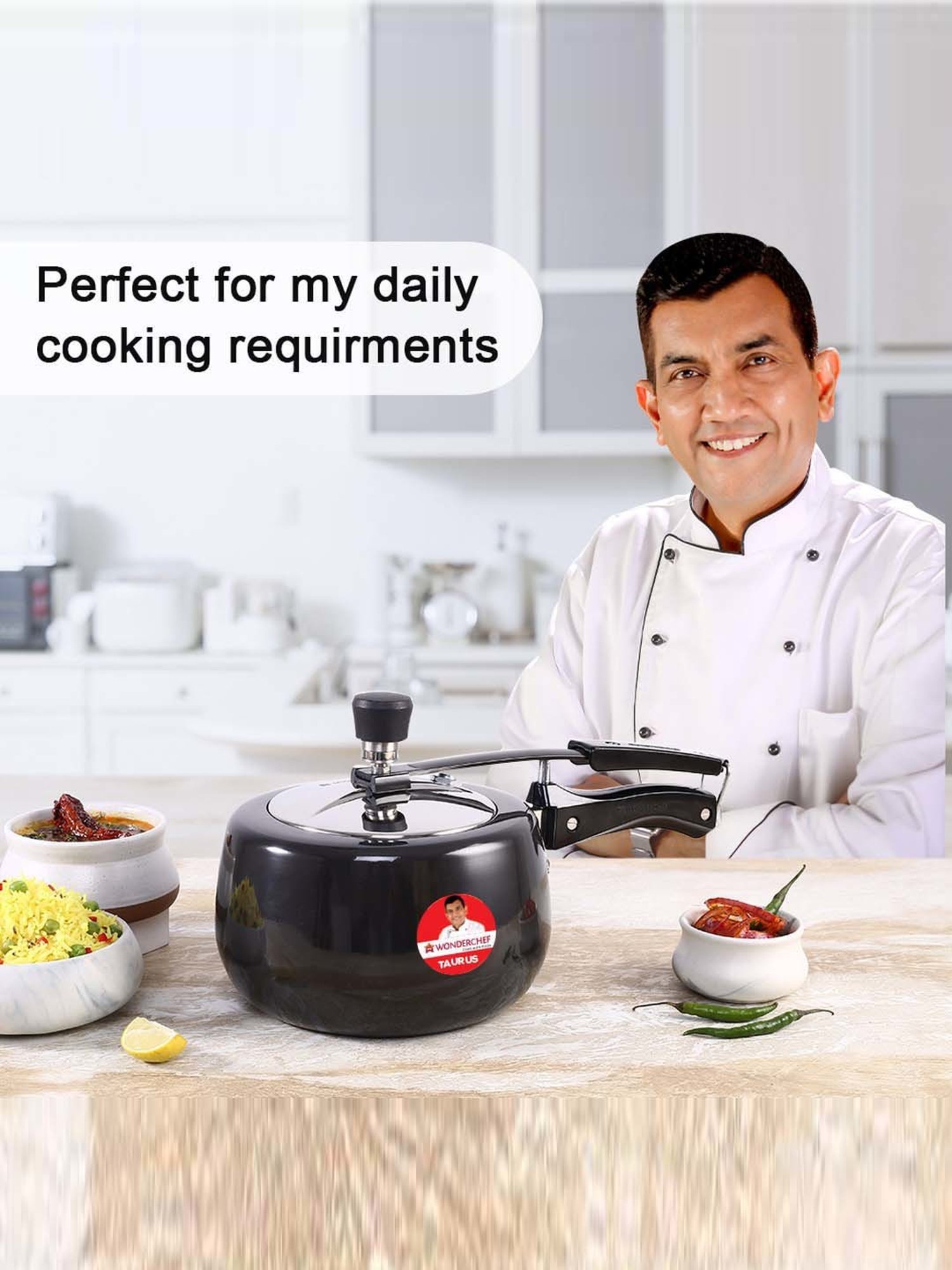 Wonderchef Taurus Hard Anodized Inner Lid Pressure Cooker (3 Liter)