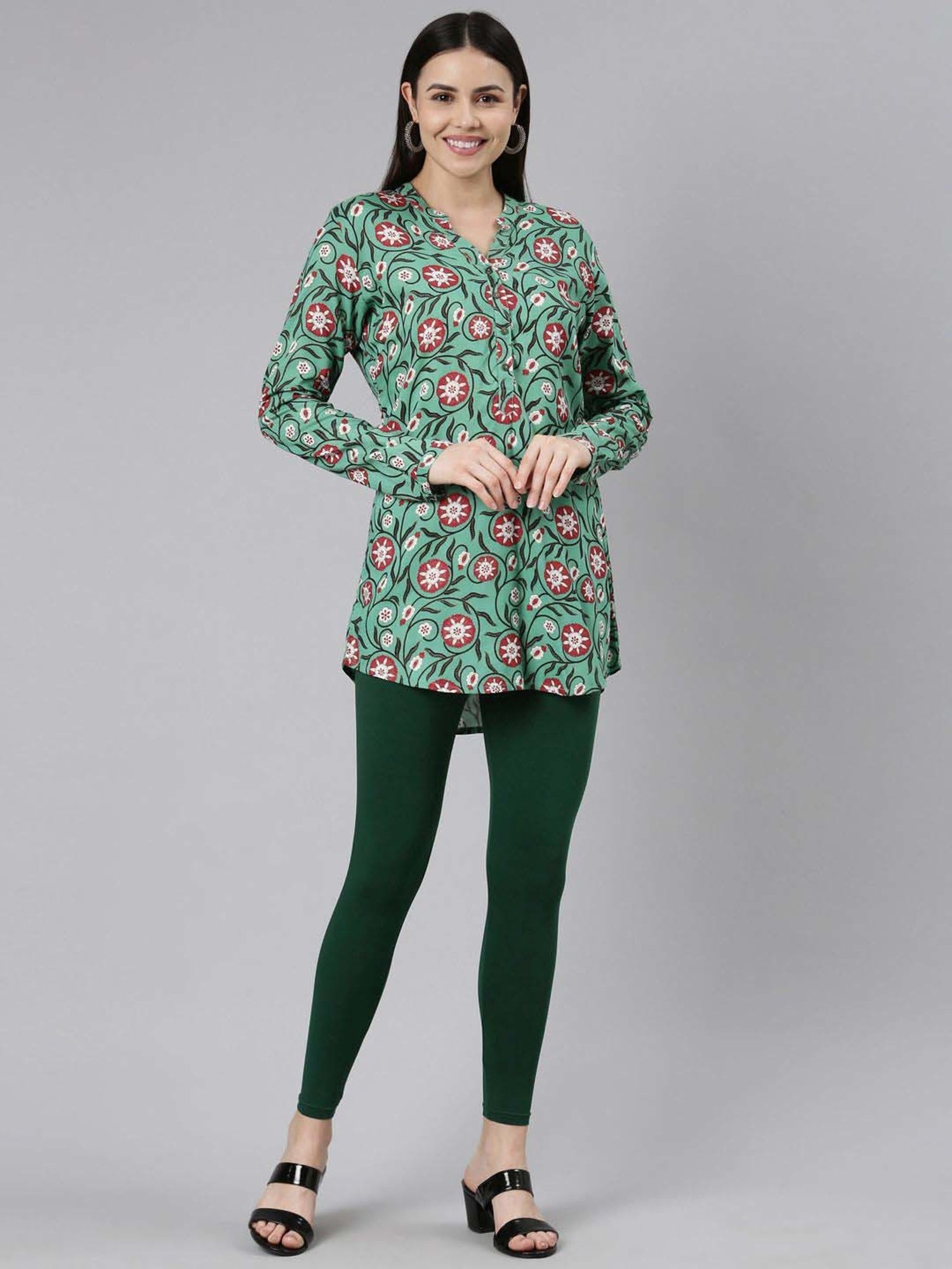 JCSS Black & Green Cotton Leggings - Pack Of 2