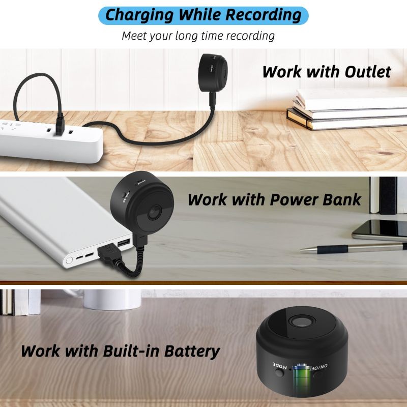 Donwell New Mini Hidden Spy Camera Wireless WIFI Night Vision 1080P HD Motion Detection IP Camera For Home Security (Black)