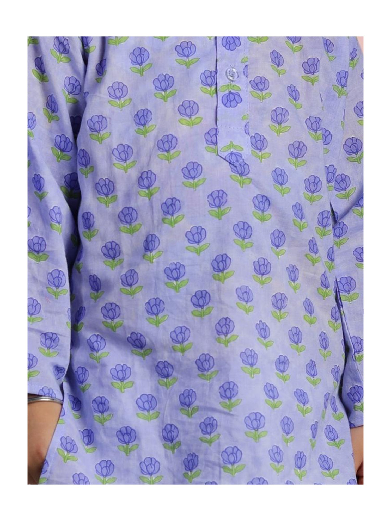 Tippy Top Kids Purple & White Floral Print Full Sleeves Kurta with Dhoti