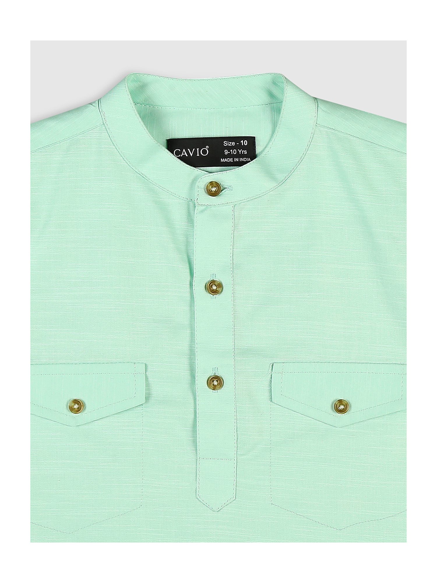 Cavio Kids Sea Green Solid Full Sleeves Shirt