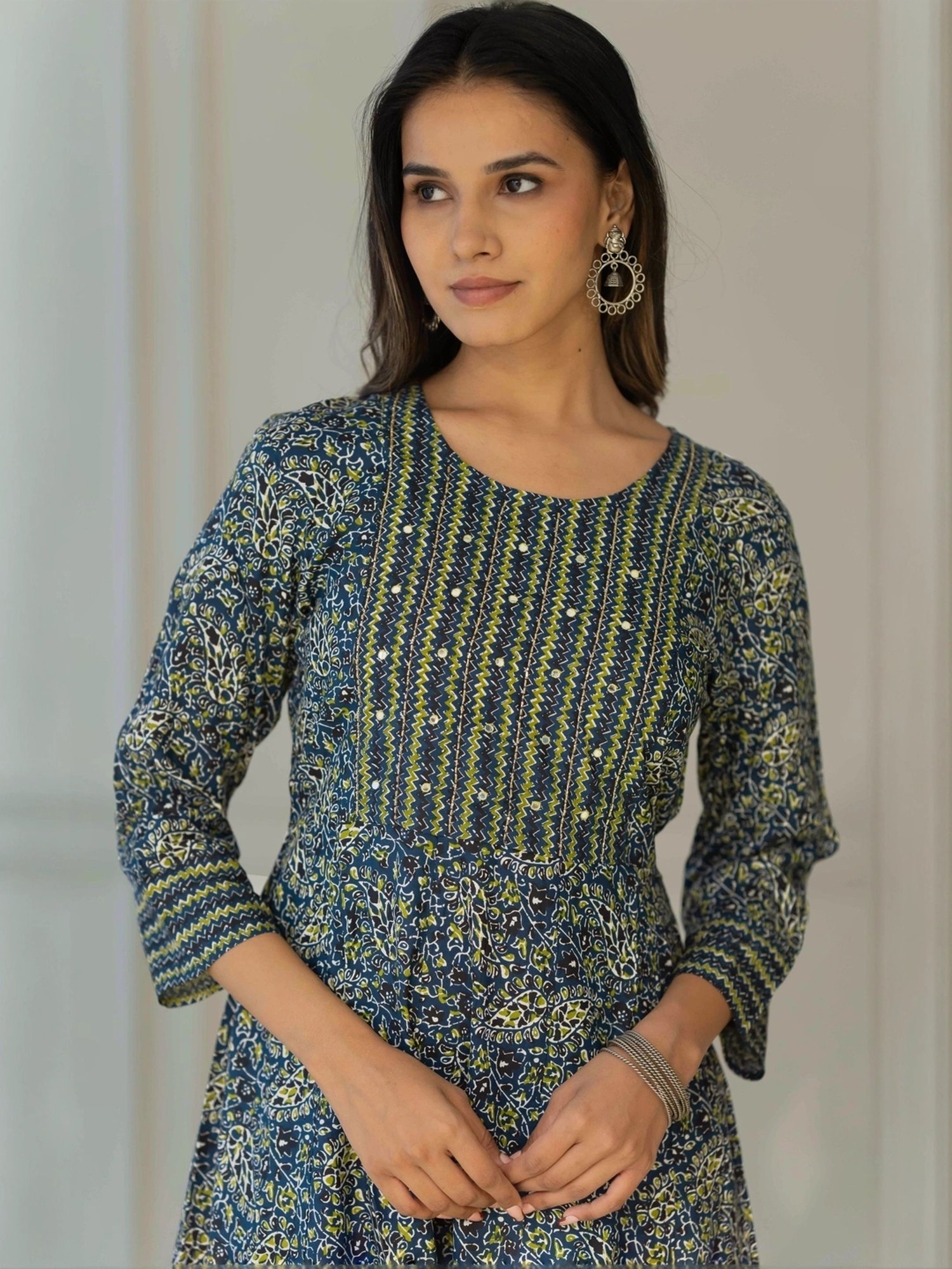 MIRCHI FASHION Blue Cotton Printed A-Line Dress