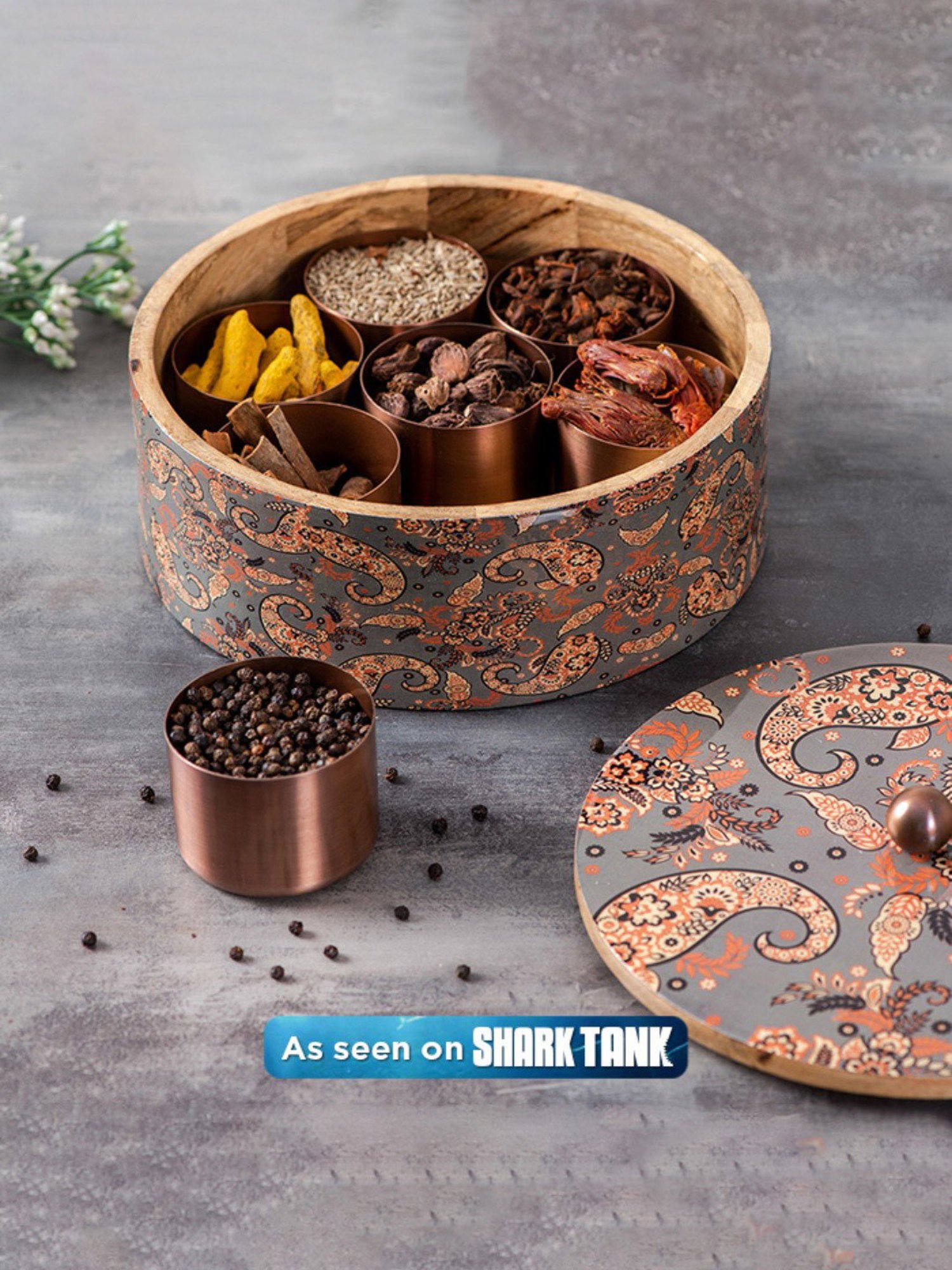 Nestroots Grey masala box for kitchen Masala dani spice rack containers for kitchen storage spice