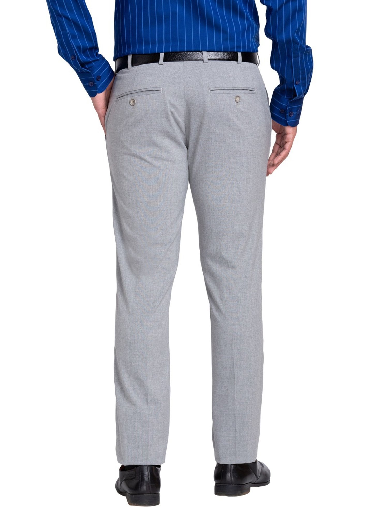 Park Avenue Grey Super Slim Fit Texture Trousers
