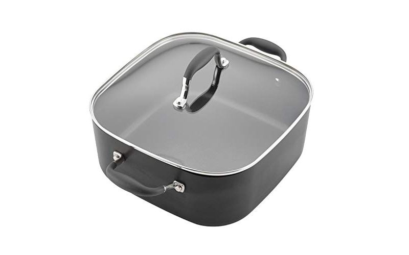 Anolon Advanced Hard Anodized Nonstick Casserole Dish/Casserole Pan with Lid - 7 Quart, Graphite Gray