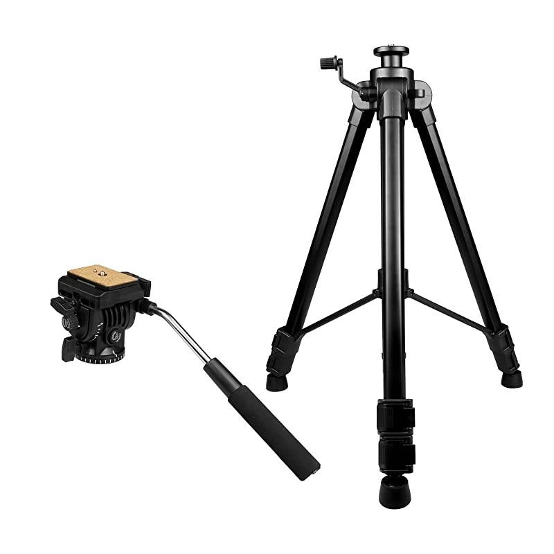 Video Tripod with Fluid Head  KINGJOY VT1500 Heavy Duty Camera Tripod Travel Tripod Aluminum Compatible for DSLR SLR Nikon Canon Sony Camcorder DV with Carry Bag