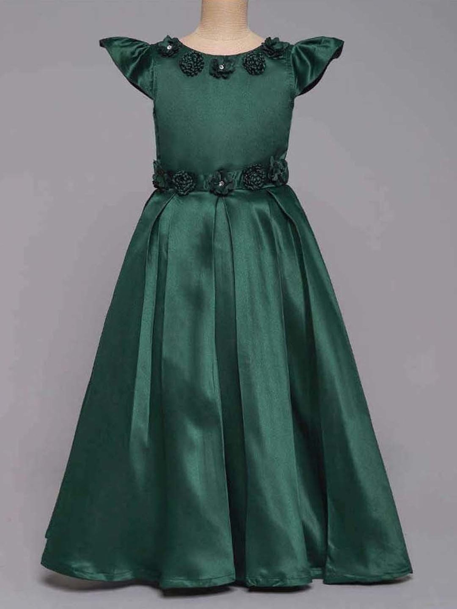 The Magic Wand Kids Green Applique Gown