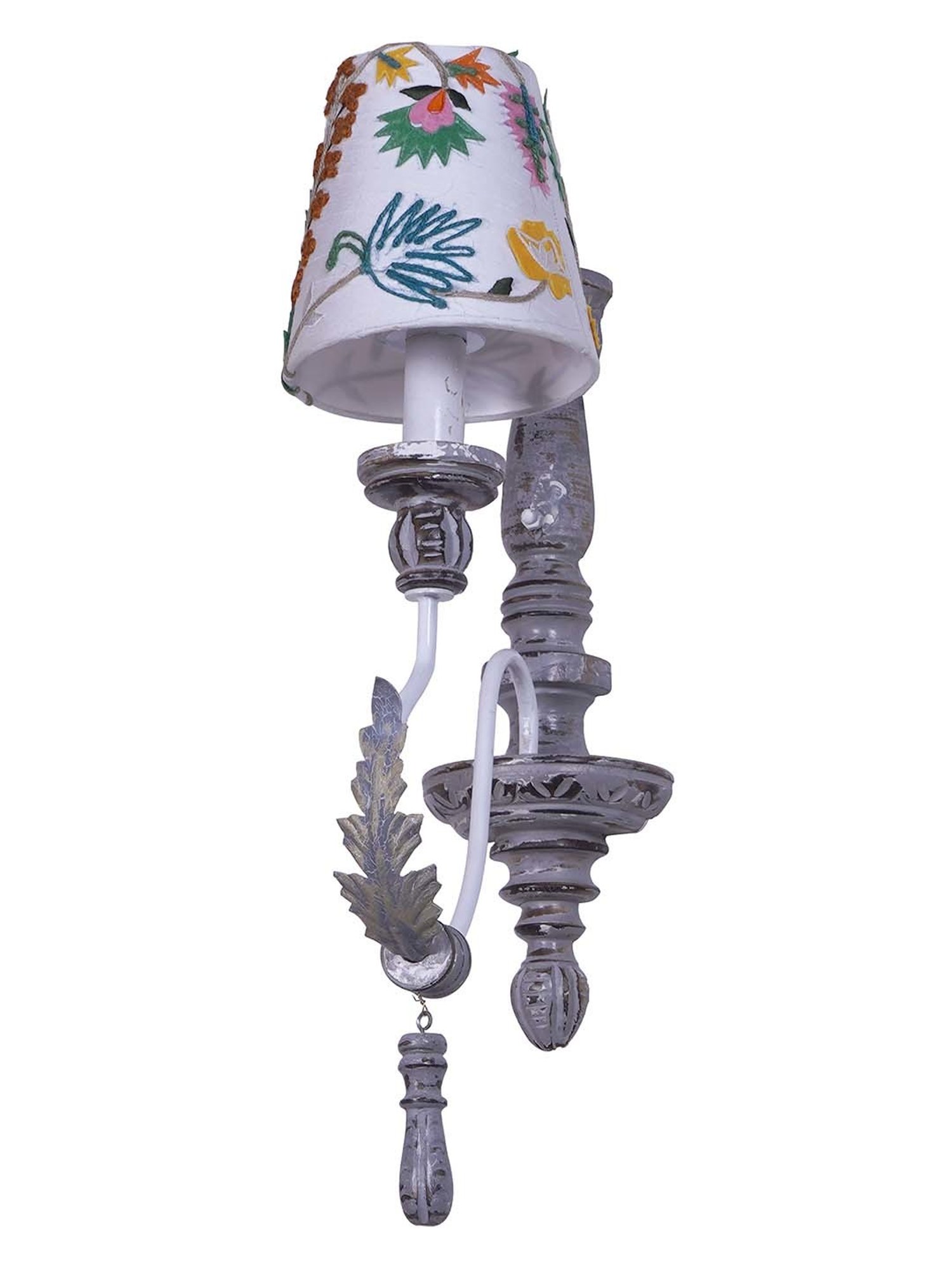 FOS LIGHTING Parisian Distressed White Wood Wall Sonce