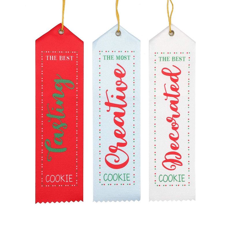 Blue Panda 30 Pack Christmas Cookie Exchange Party Voting Cards with 6 Award Ribbons (2 Sizes)