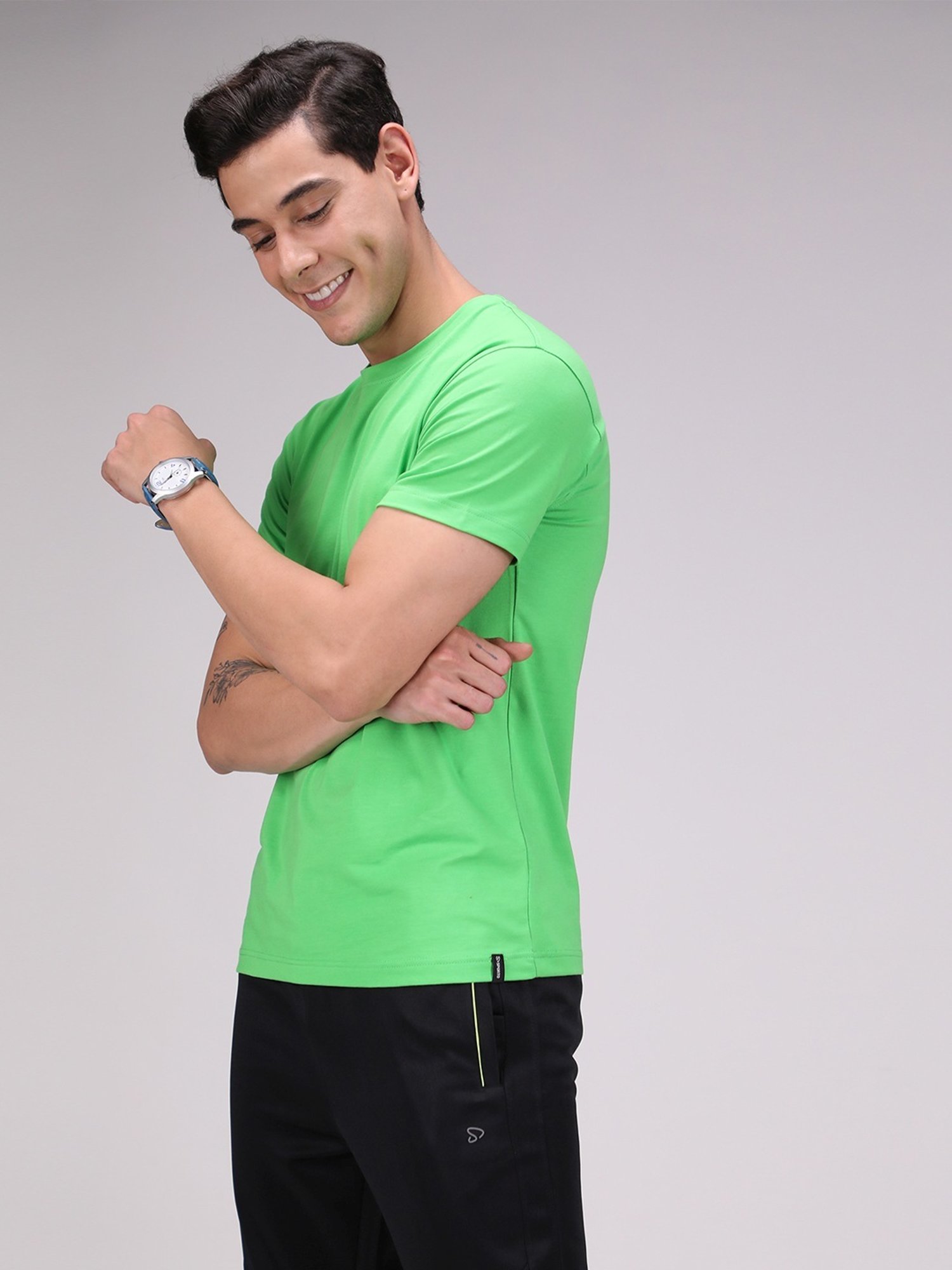Sporto Tender Green Slim Fit T-Shirt