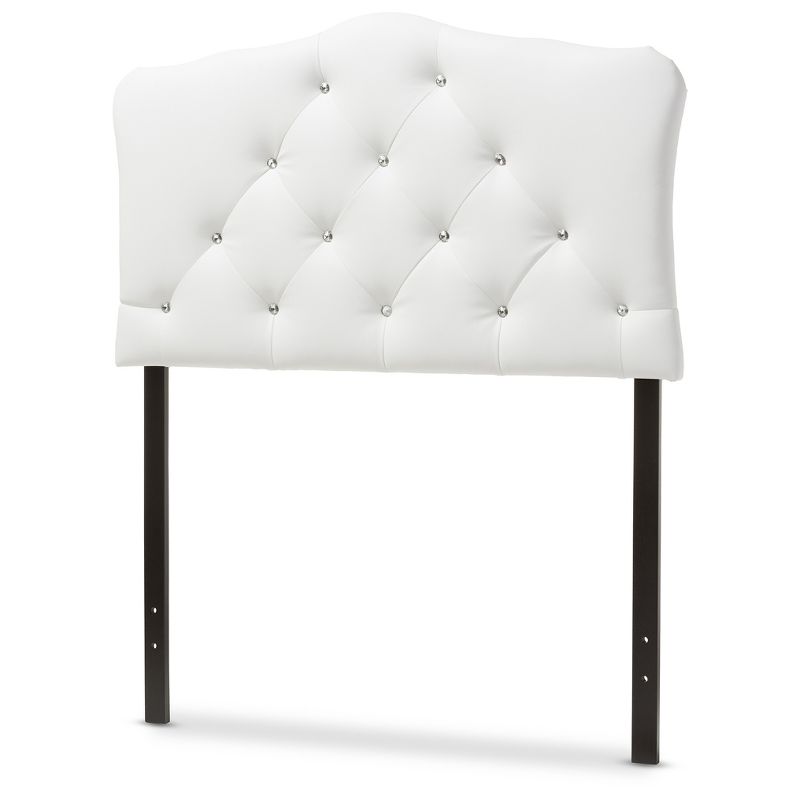 Myra Modern And Contemporary Faux Leather Upholstered Button - Tufted Scalloped Headboard - Twin - White - Baxton Studio