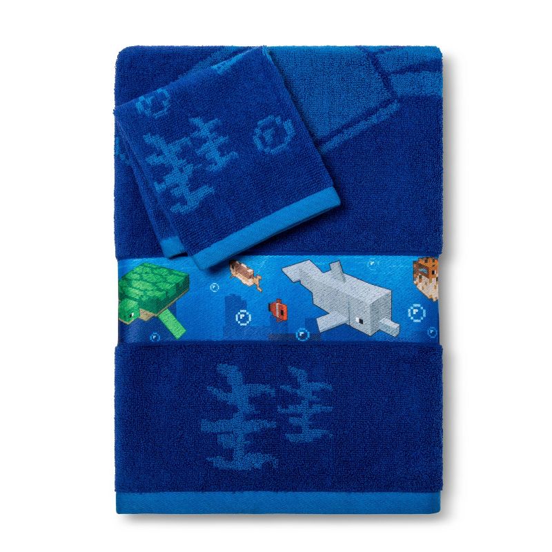 Minecraft Bath Towel Wash Cloth Set