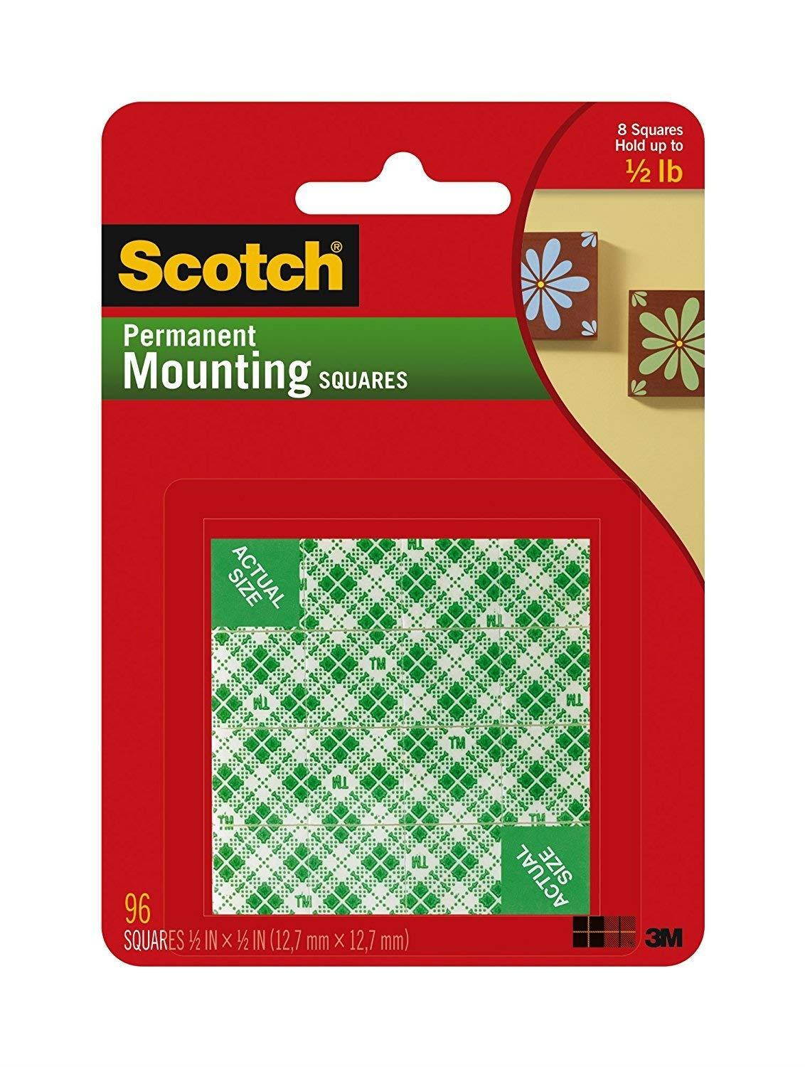 Scotch(R) Foam Mounting Squares Permanent ZSXQJ , 1/2 x 1/2-Inches, White , 2-PACK