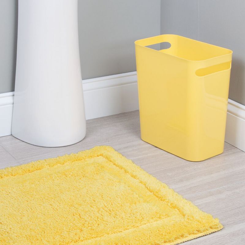 mDesign Microfiber Bathroom Accent Rug, Wastebasket Trash Can - Set of 2, Yellow