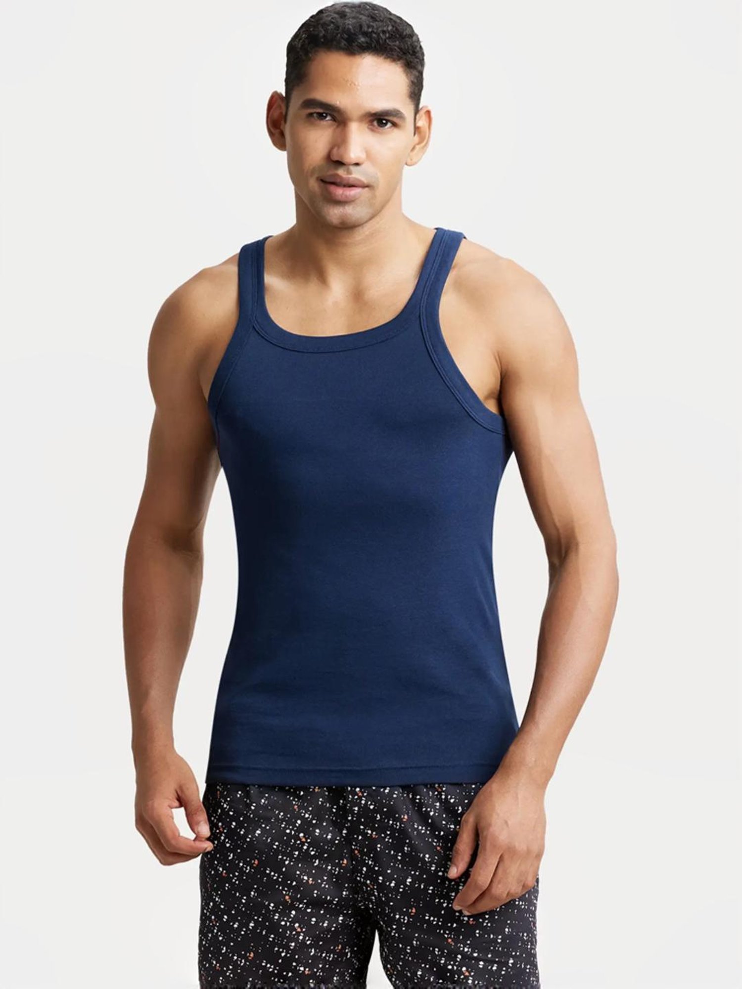 Cantabil Navy Blue Cotton Regular Fit Vest