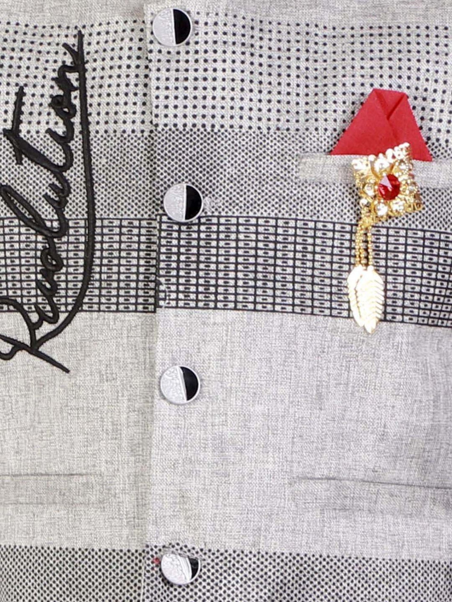 Fourfolds Boys Red Solid Full Sleeves Clothing Set