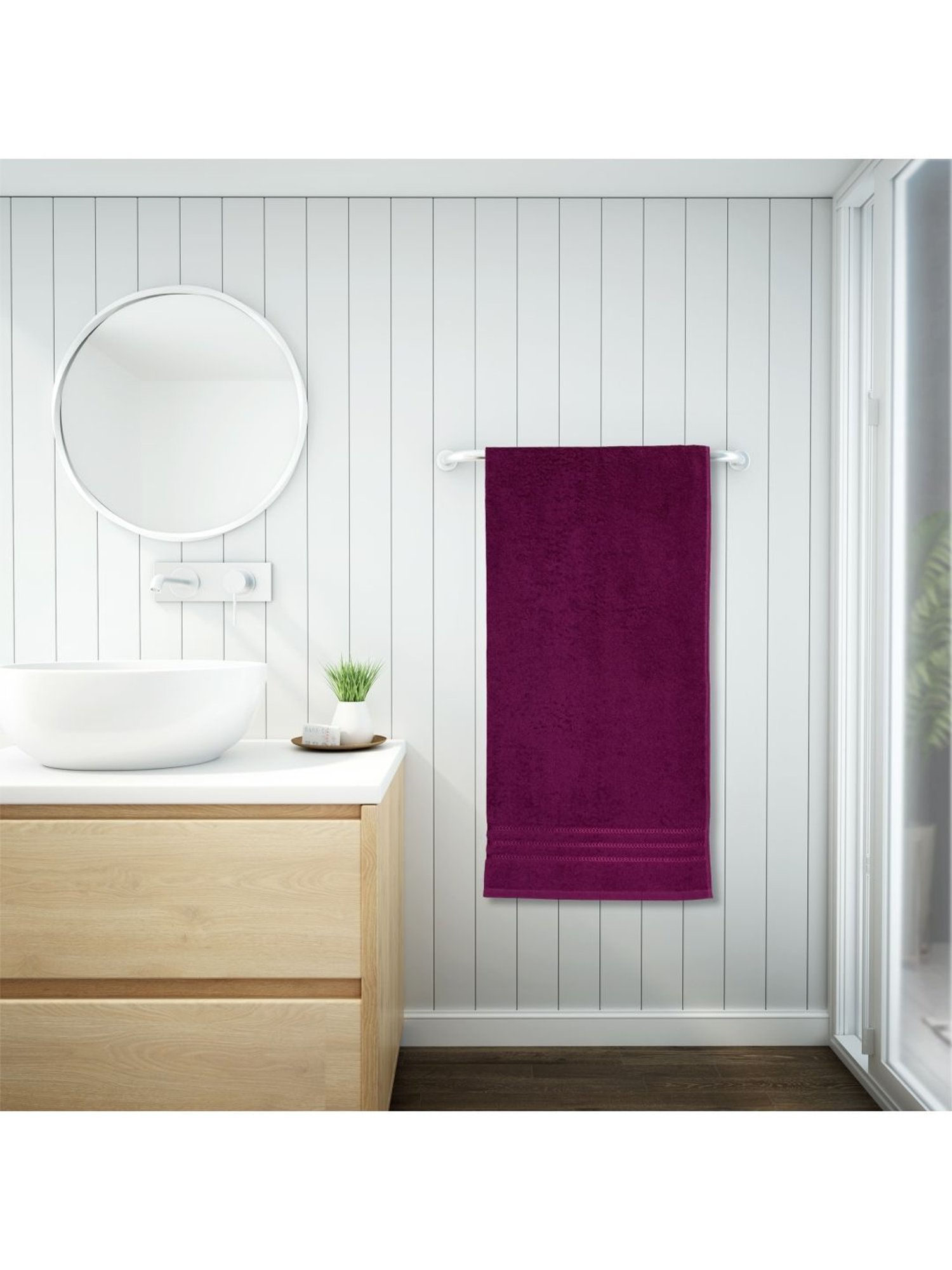 Welspun QUIK DRY Dark Magenta Cotton 380 GSM Towel - Set of 1