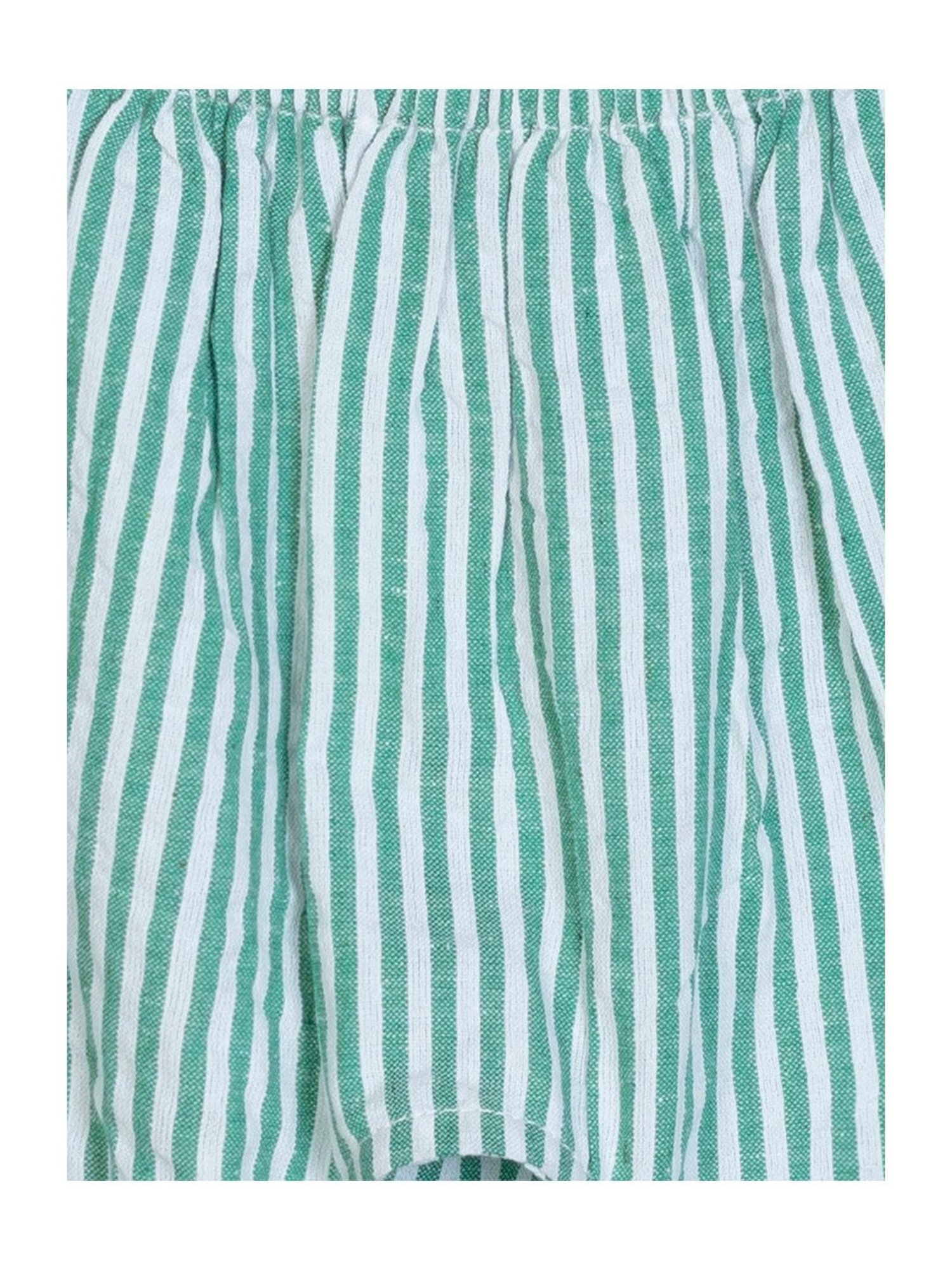 Budding Bees Kids Green & White Striped Full Sleeves Crop Top